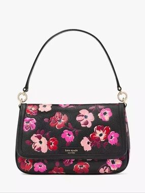 Kate Spade Hudson Fall Poppies Flap Shoulder Bag N/A Pebbled Leather 🌺♠️